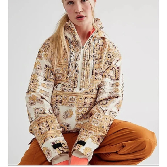 Free People Jackets & Blazers - Free People Movement Alpine Glow Ski Pullover White Gold Red Medium
